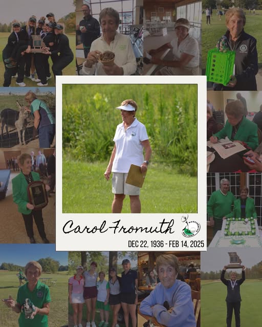 May be an image of 19 people, people golfing, golf course and text that says 'Carol Caroltromuth DEC22,1936-FEB1 22, 1936- FEB 14, 2025 DEC'